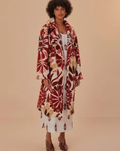 Farm Rio Ainika Flowers Fleece Coat New