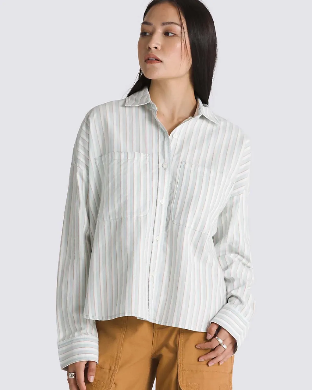 Vans Antica Boxy Long Sleeve Shirt - Gray Mist Clearance