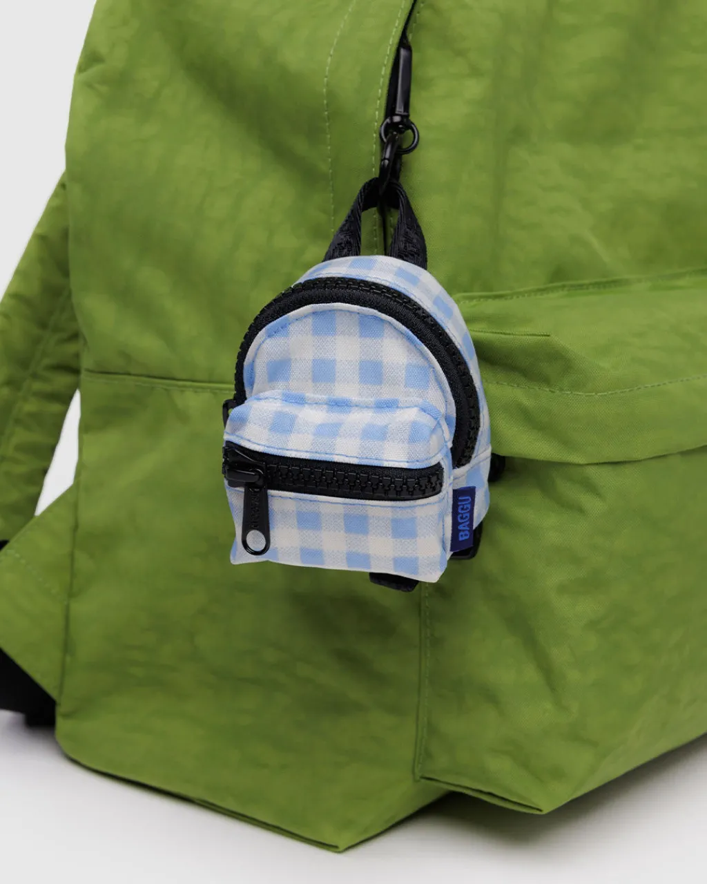 Baggu Backpack Charm - Light Blue Gingham Sale