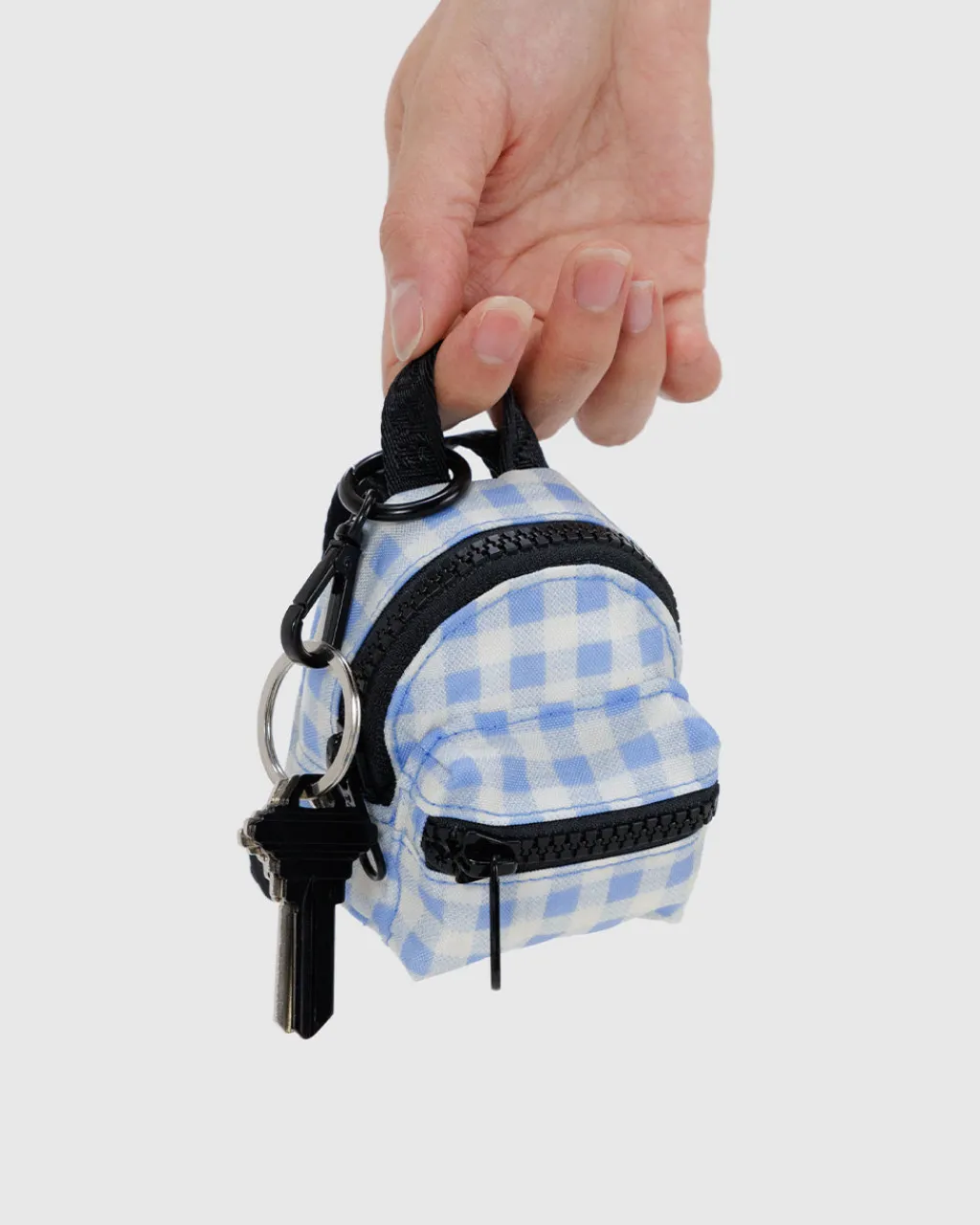 Baggu Backpack Charm - Light Blue Gingham Sale