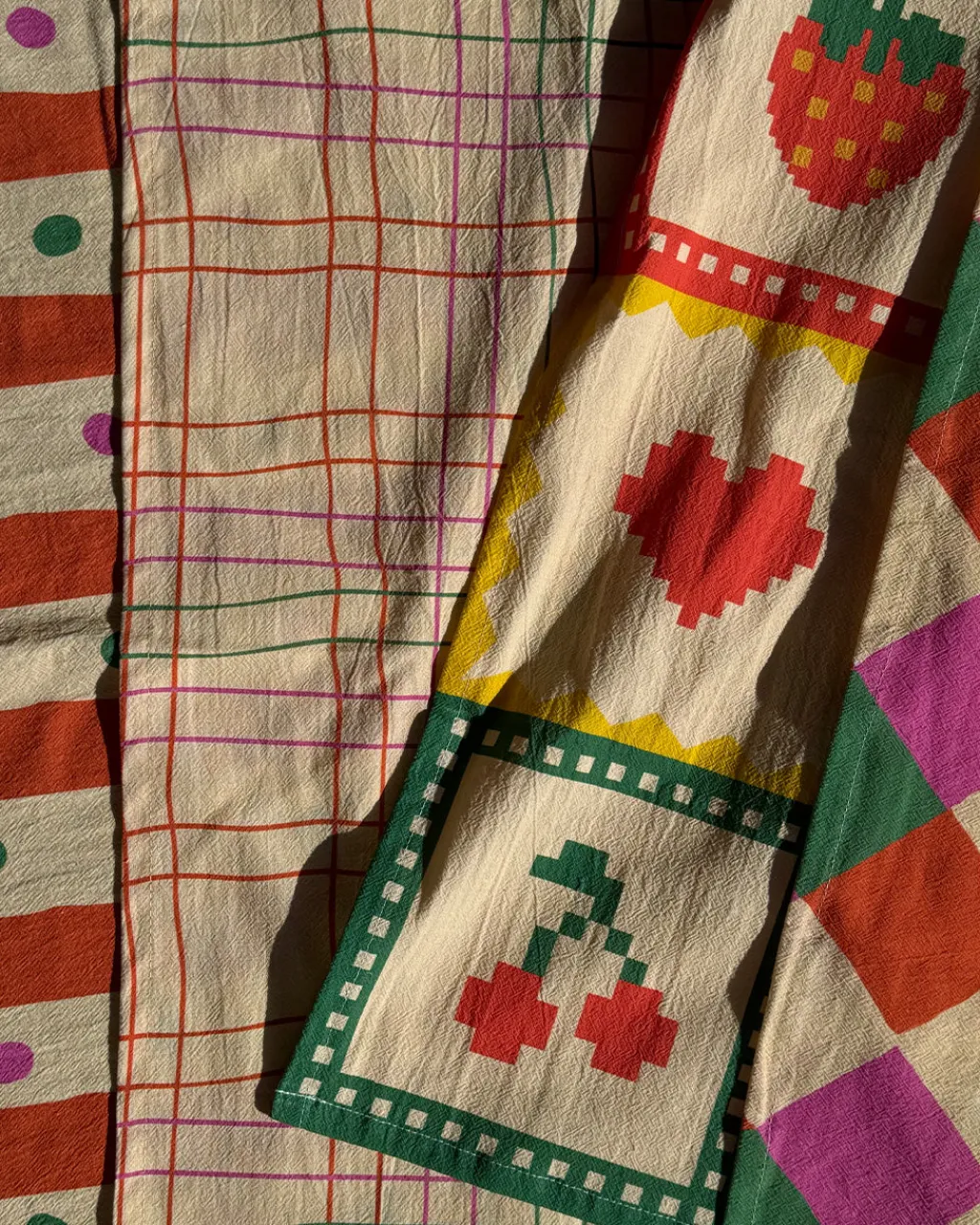 ban.do x Julie Peach ban.do Tea Towel Plaid Hot