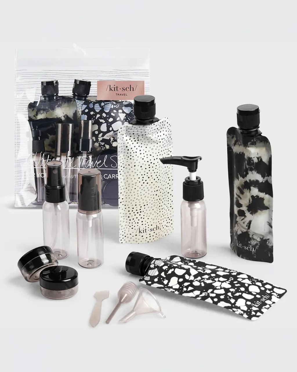 Kitsch Black + Ivory Travel Bottles - Set of 11 Discount