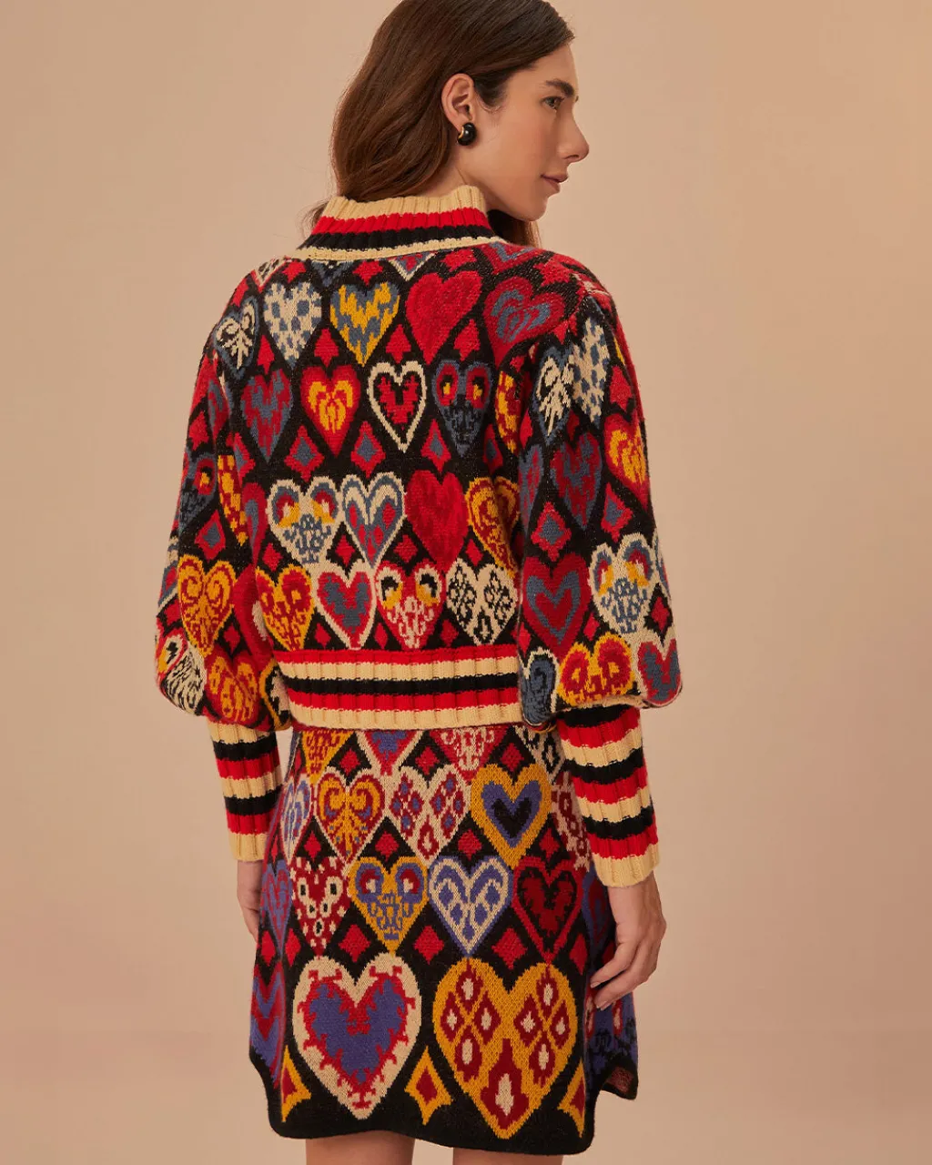 Farm Rio Black Hearts Ikat Knit Sweater Sale
