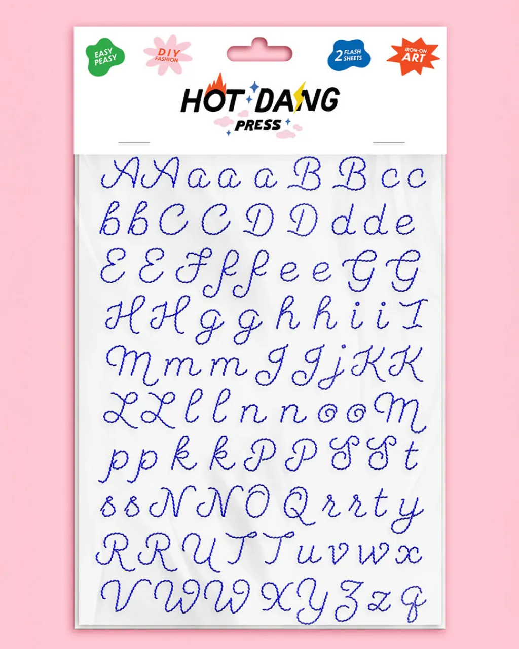 Hot Dang Press Iron-On Sheet Set Blue Embroidery Alphabet Discount
