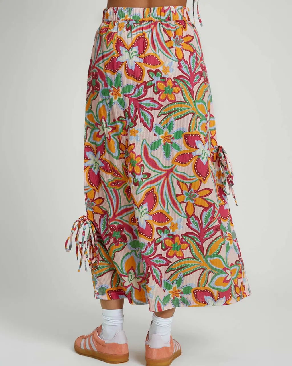Native Youth Botanical Seersucker Cotton Midaxi Skirt New