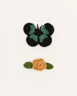 Hansel From Basel Butterfly Garden Crochet Hair Clips - Camel Hot
