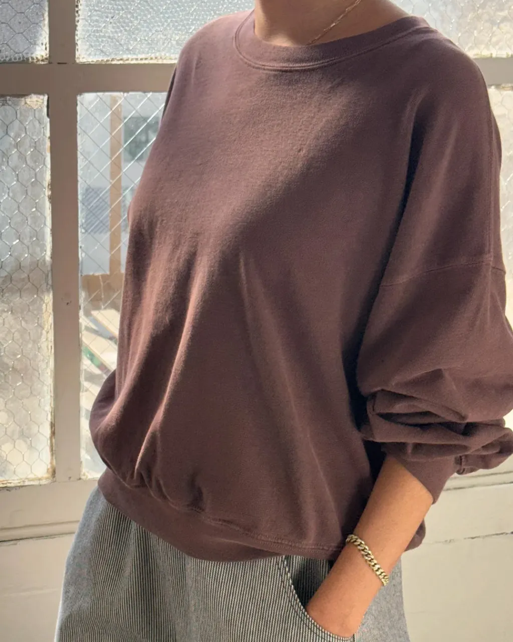 Le Bon Shoppe Cali Jersey Sweatshirt - Espresso Clearance