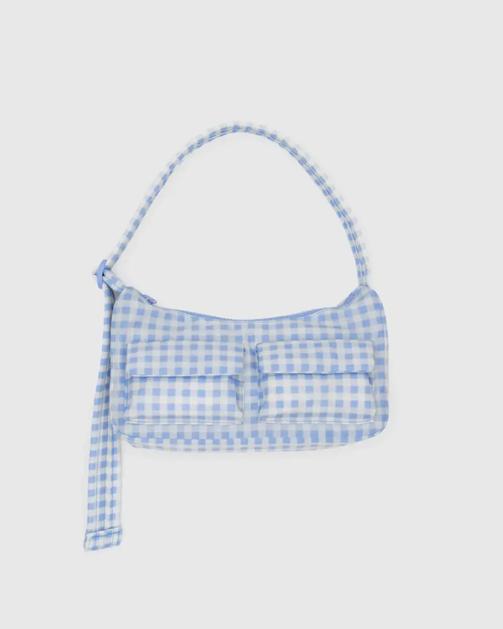 Baggu Cargo Shoulder Bag - Light Blue Gingham Clearance