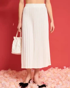 Sister Jane Carolina Pleated Midi Skirt - Pearled Ivory Clearance