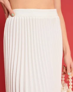 Sister Jane Carolina Pleated Midi Skirt - Pearled Ivory Clearance