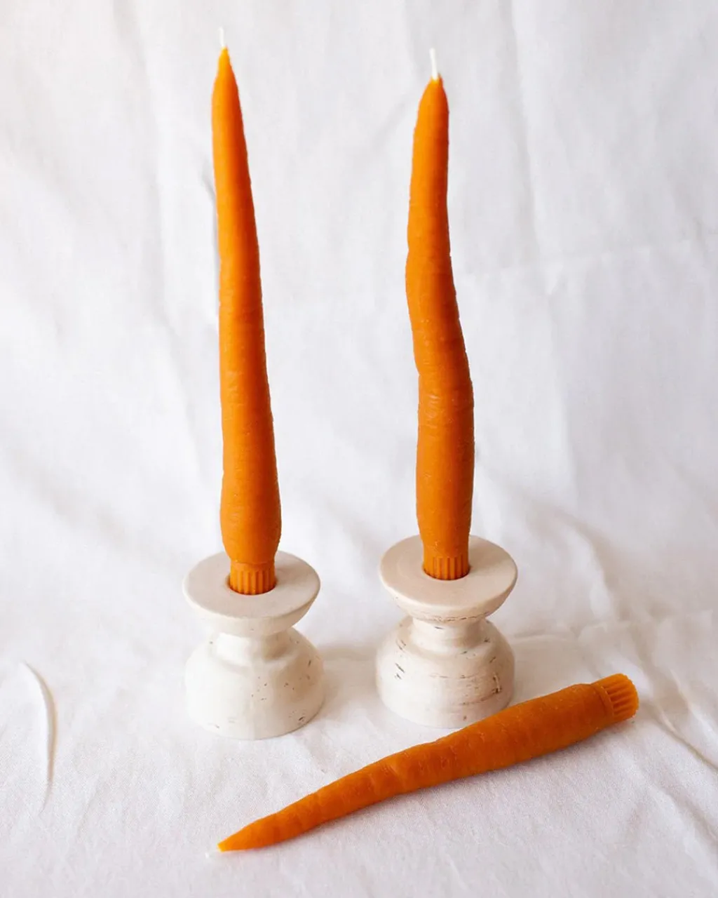 Happy Organics Carrot Beeswax Candle Tapers - Set of 2