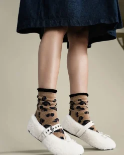 Hansel from Basel Cheetah Cashmere Crew Socks Sale