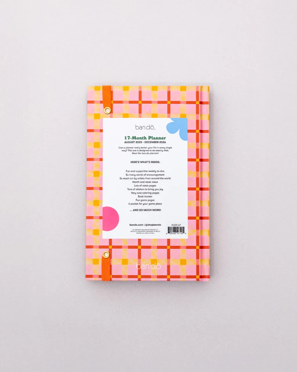 ban.do Classic 17-Month Academic Planner - Pink Plaid New