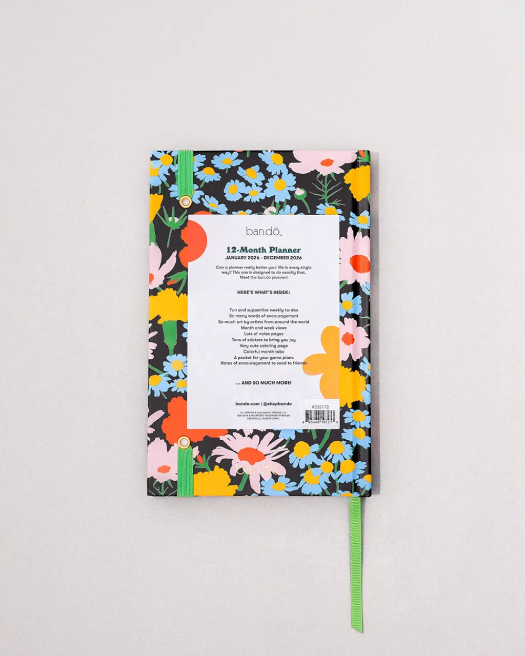 ban.do Classic 12-Month Annual Planner - Black Floral Clearance
