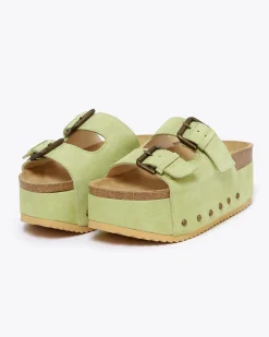 Intentionally Blank Cooper-2 Suede Platform Slide - Pistachio