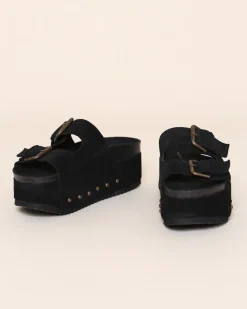 Intentionally Blank Cooper-2 Suede Platform Slide - Black Black Suede