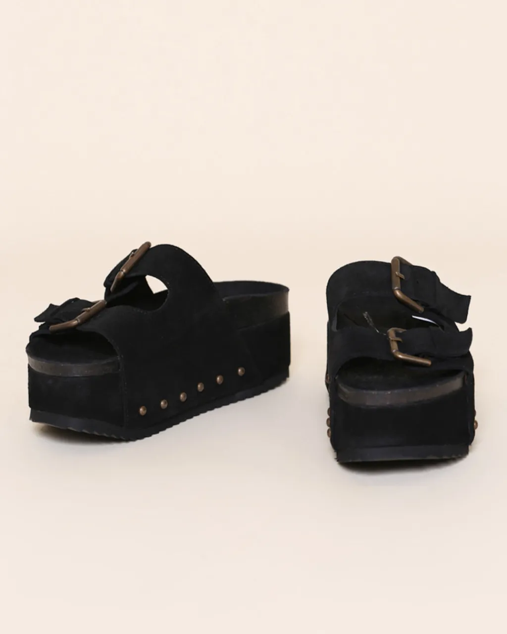 Intentionally Blank Cooper-2 Suede Platform Slide - Black Black Suede