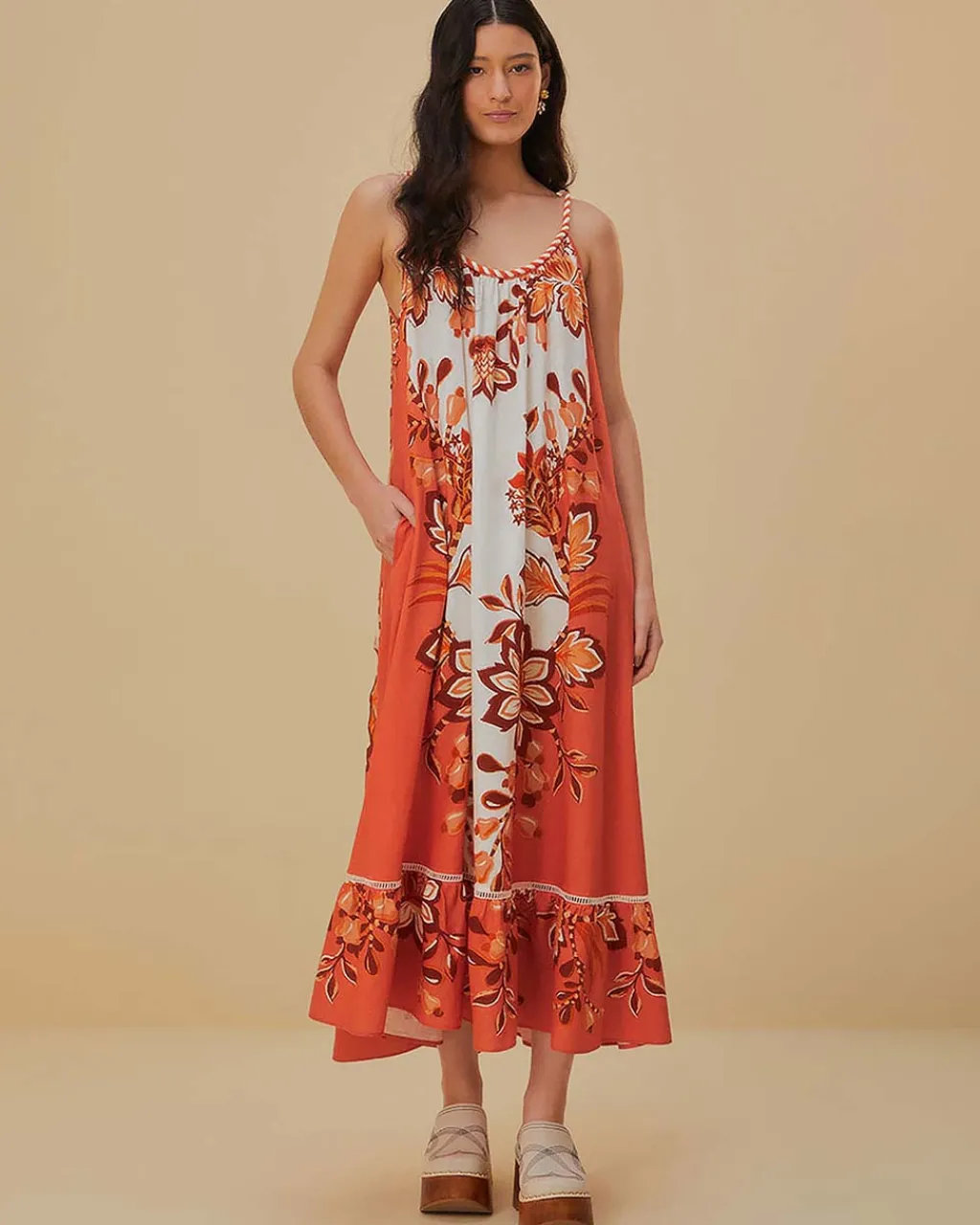 Farm Rio Cream Aura Maxi Dress Outlet