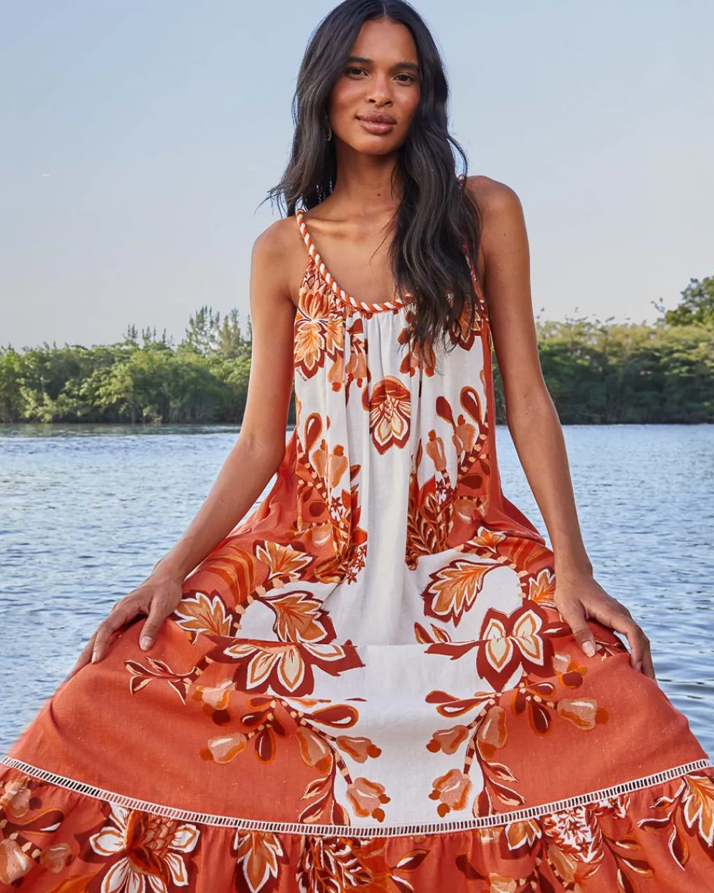 Farm Rio Cream Aura Maxi Dress Outlet