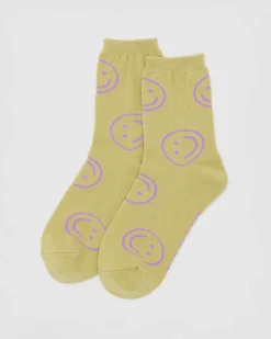 Baggu Crew Socks - Straw Happy Online