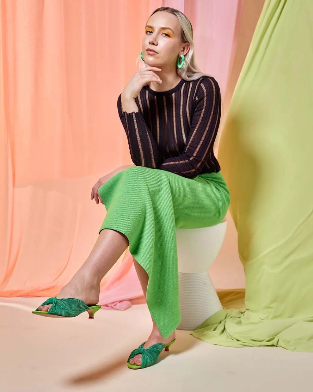 Intentionally Blank Curfew Kitten Heel - Grass Clearance