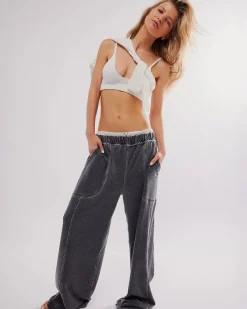 Free People Don't Wait Up Lounge Pants - Black Outlet