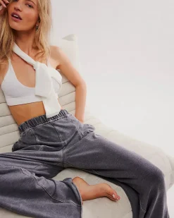 Free People Don't Wait Up Lounge Pants - Black Outlet