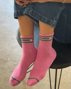 Le Bon Shoppe Embroidered Girlfriend Socks - Rose Pink + Heart Discount