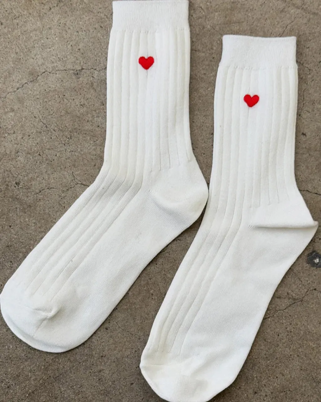 Le Bon Shoppe Embroidered Her Socks - Classic White + Heart Outlet