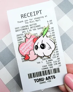 Toku Arts Emotional Support Garlic Enamel Pin Outlet