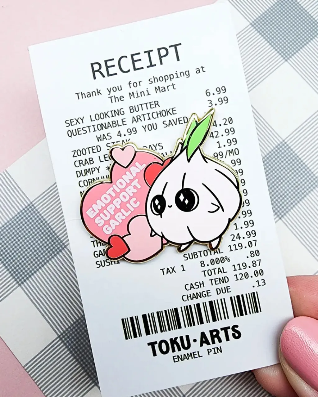 Toku Arts Emotional Support Garlic Enamel Pin Outlet