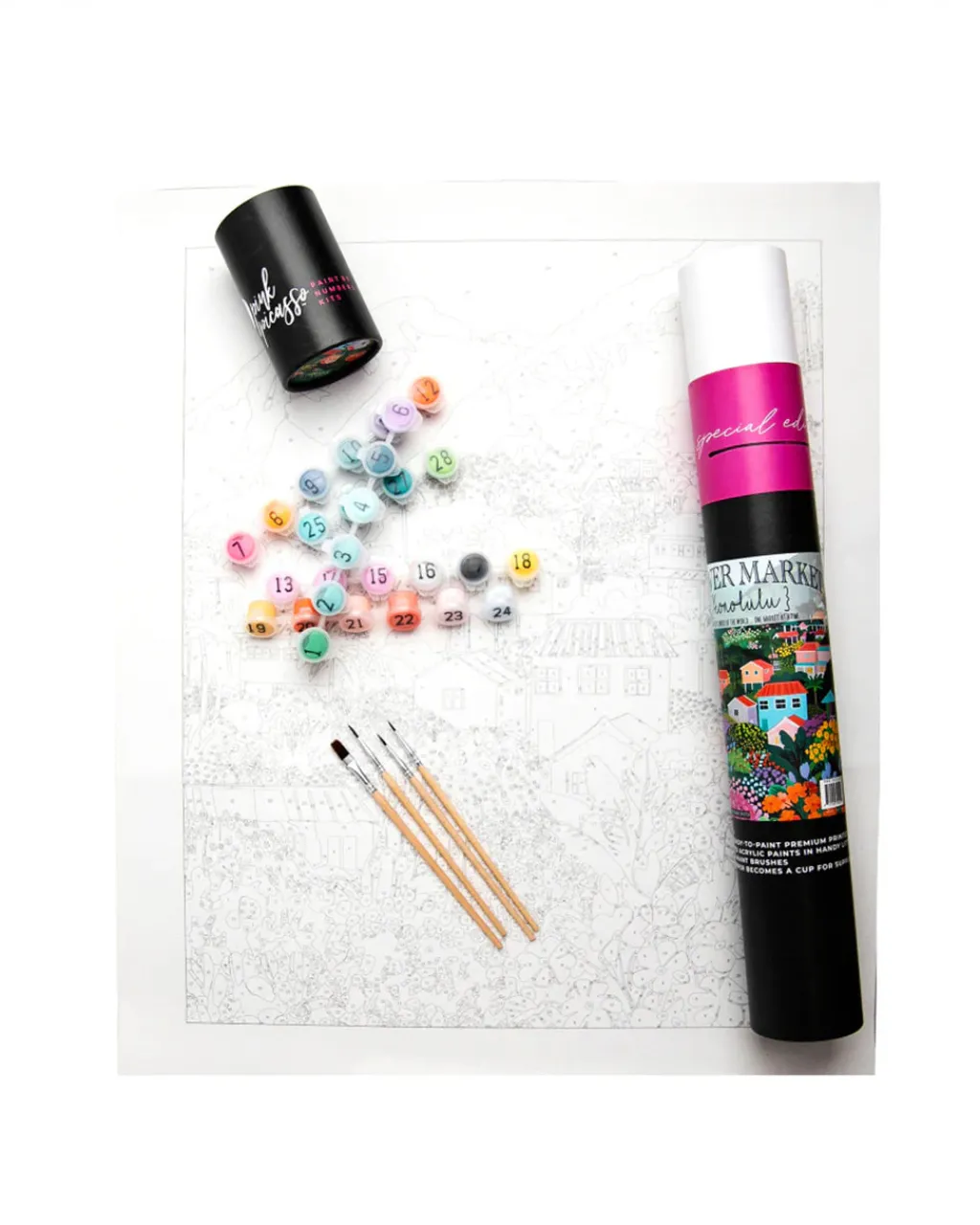 Pink Picasso Kits Flower Market Paint By Numbers - Honolulu Online