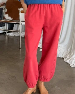 Le Bon Shoppe French Terry Balloon Pants - Coral Red Hot