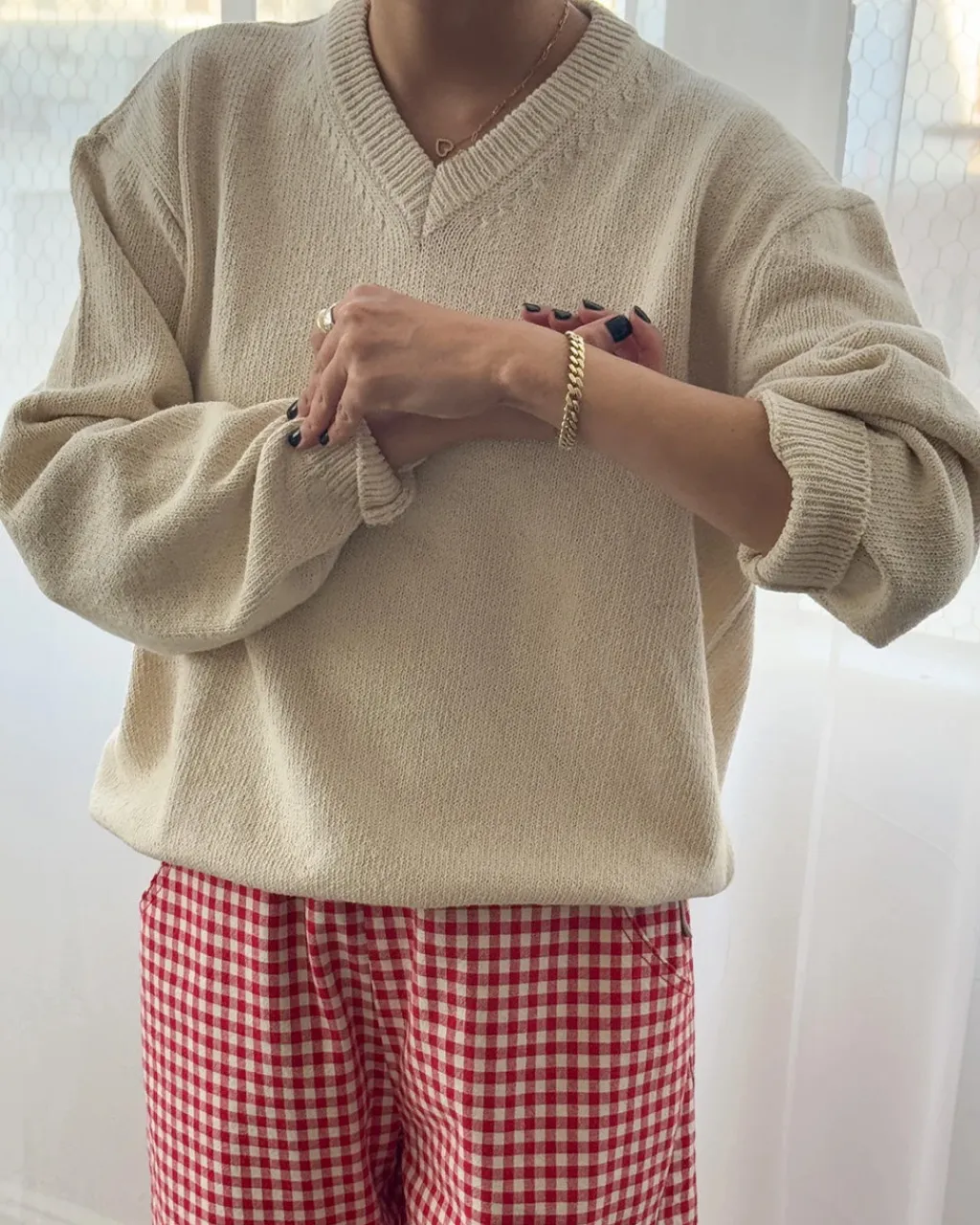 Le Bon Shoppe Gabby Cotton V-Neck Sweater - Naturel Outlet