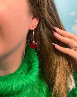 A Shop of Things Gold Stem Cherry Earrings Best