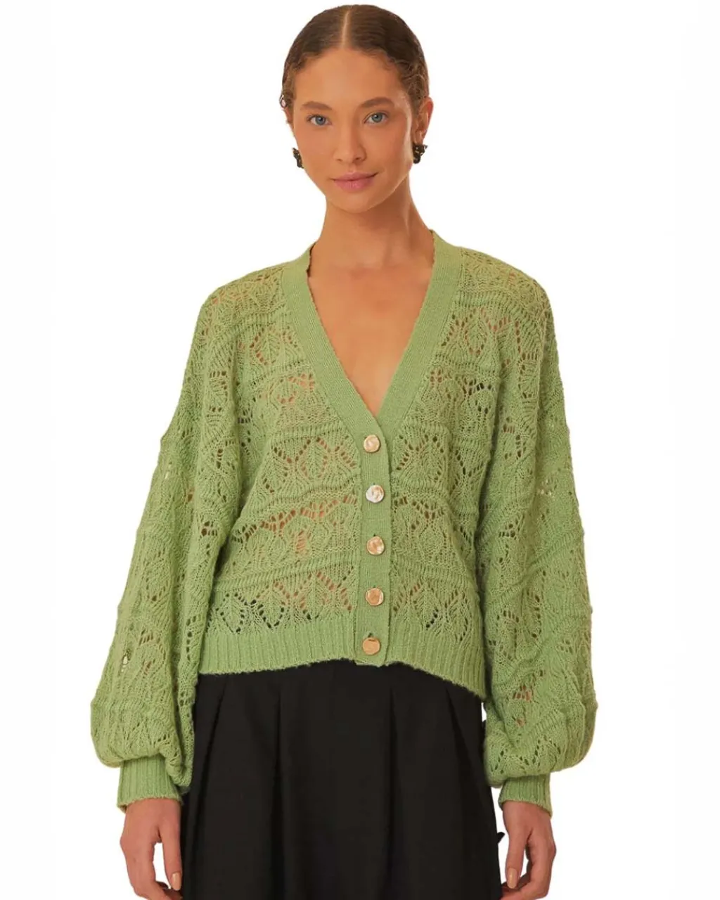 Farm Rio Green Textured Knit Cardigan Best