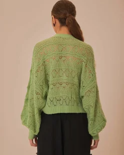 Farm Rio Green Textured Knit Cardigan Best