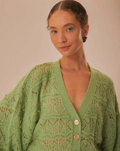 Farm Rio Green Textured Knit Cardigan Best