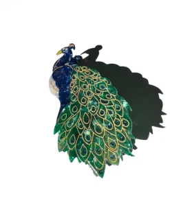 Solar Eclipse Hand-Painted Bird Claw Hair Clip Peacock New