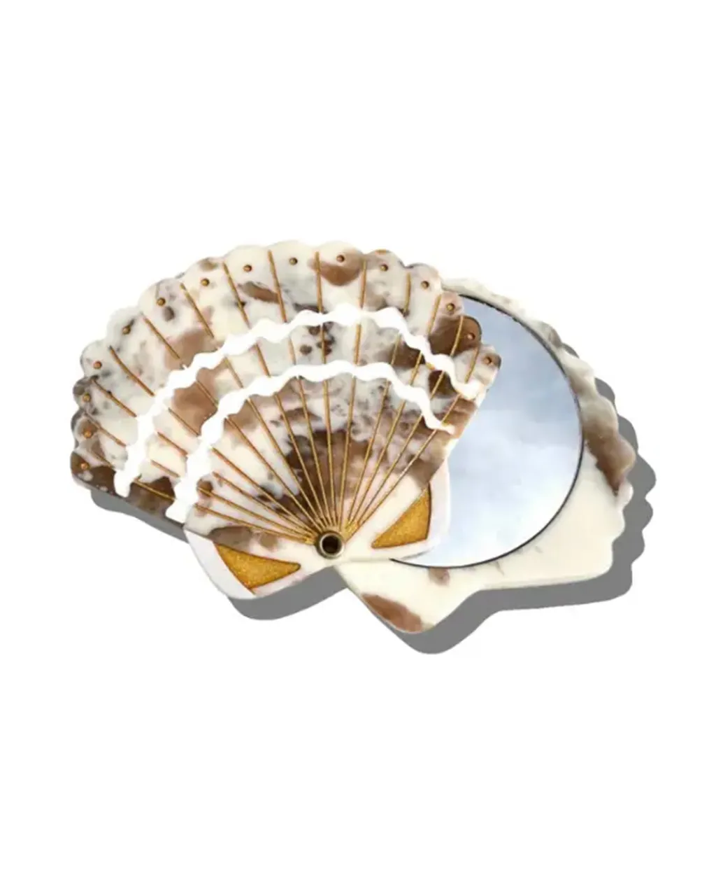 Solar Eclipse Hand-Painted Compact Mirror Seashell New