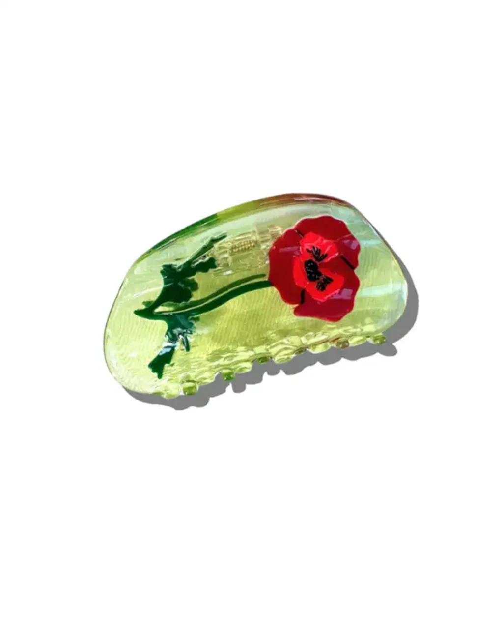Solar Eclipse Hand-Painted Claw Hair Clip Vintage Red Poppy Clearance