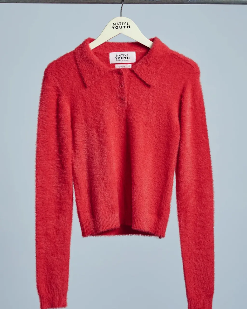 Native Youth Heidi Brushed Knit Long Sleeve Polo Top