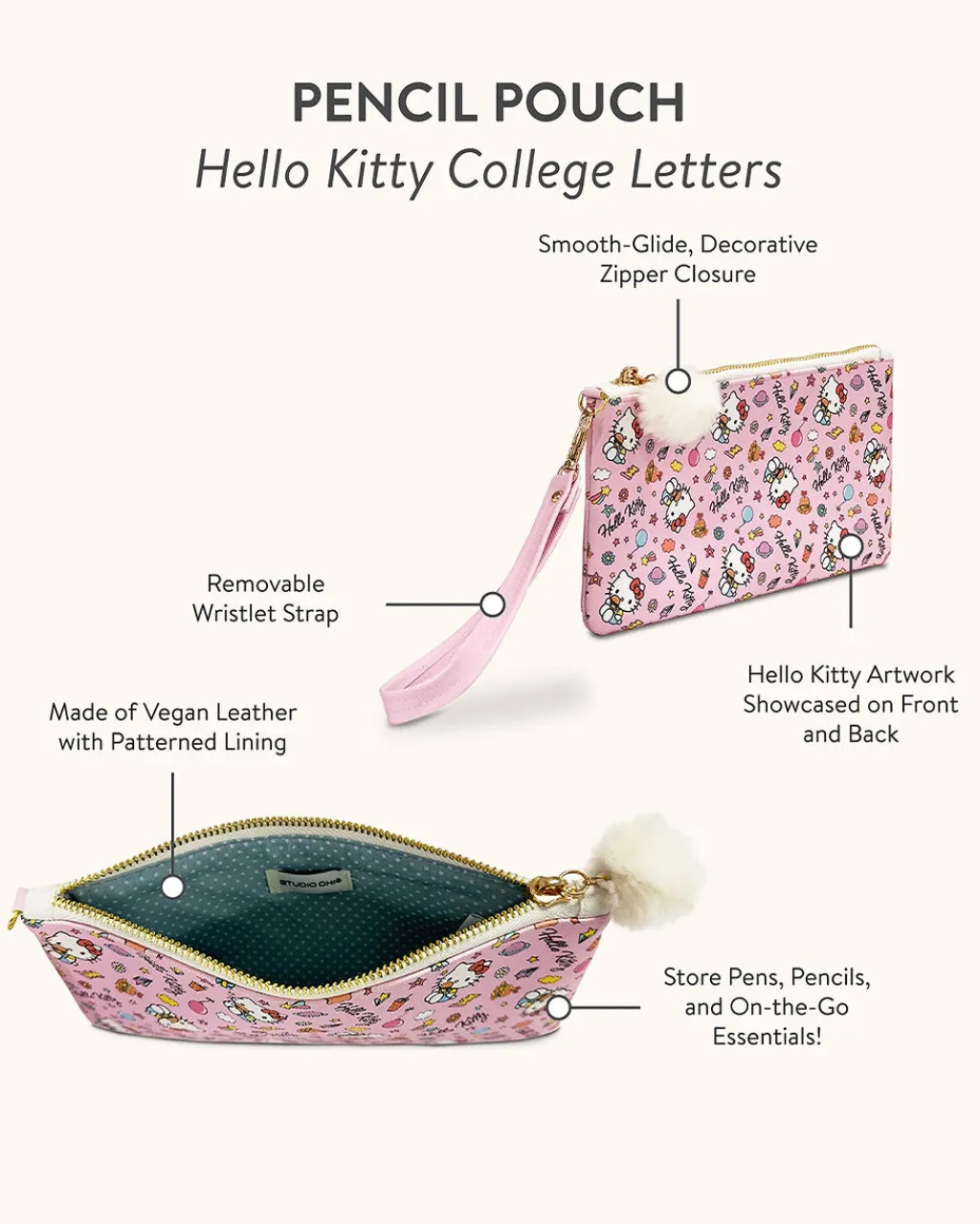 Studio Oh! Hello Kitty Pencil Pouch - College Letters Outlet