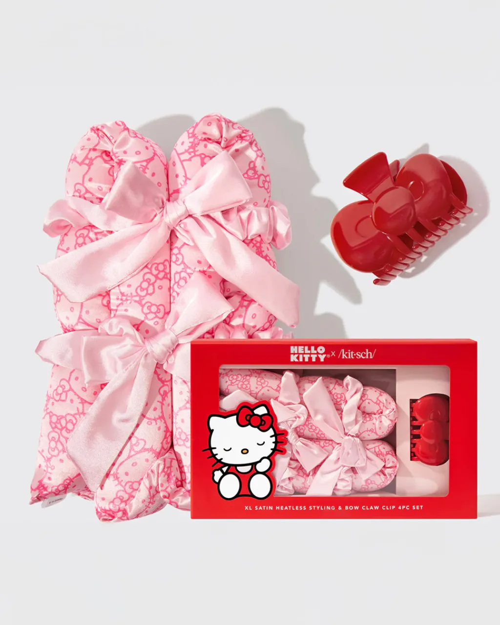 Kitsch Hello Kitty x XL Satin Heatless Styling + Bow Claw Clip Best