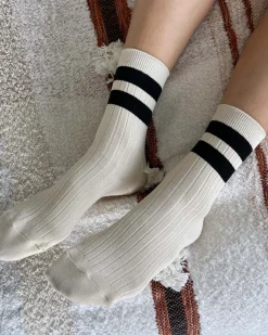 Le Bon Shoppe Her Varsity Socks - Cream Black