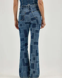 Lee High Rise Patchwork Flare Jeans - Traveling Pant New