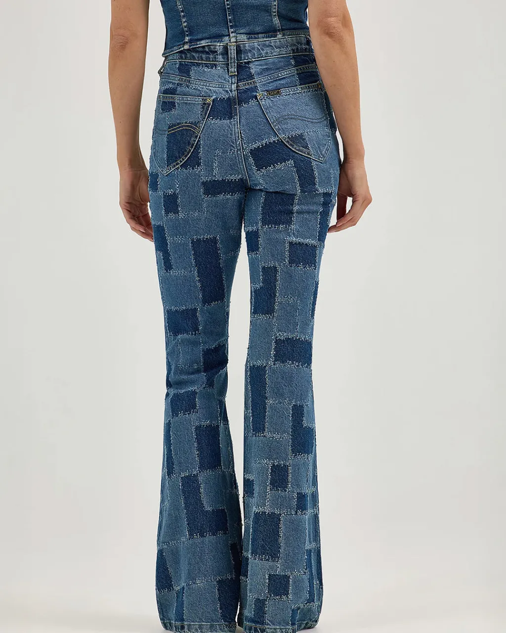 Lee High Rise Patchwork Flare Jeans - Traveling Pant New