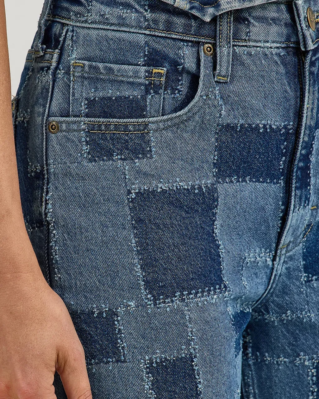 Lee High Rise Patchwork Flare Jeans - Traveling Pant New