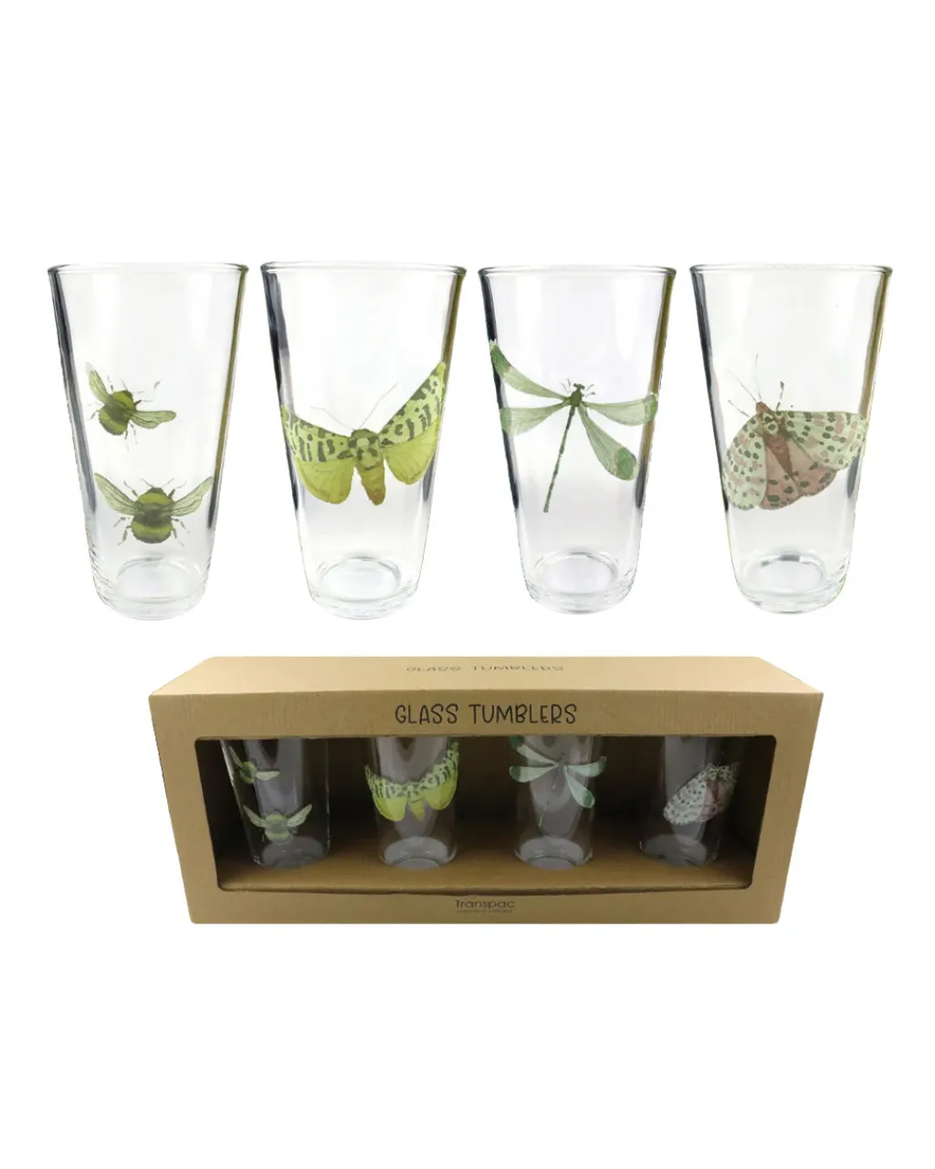 Transpac Insect Glass Tumblers - Set Of 4 Clearance