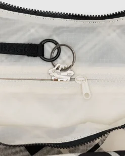 Baggu Large Nylon Crescent Bag w/ Key Leash - Mixed Plaid New